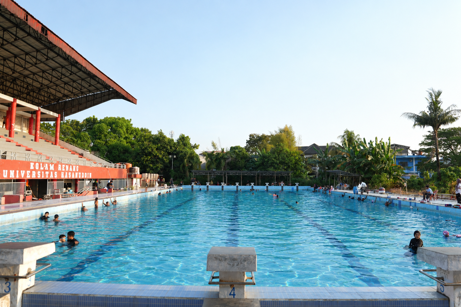 Pengunjung berenang di Kolam Renang Universitas Hasanuddin