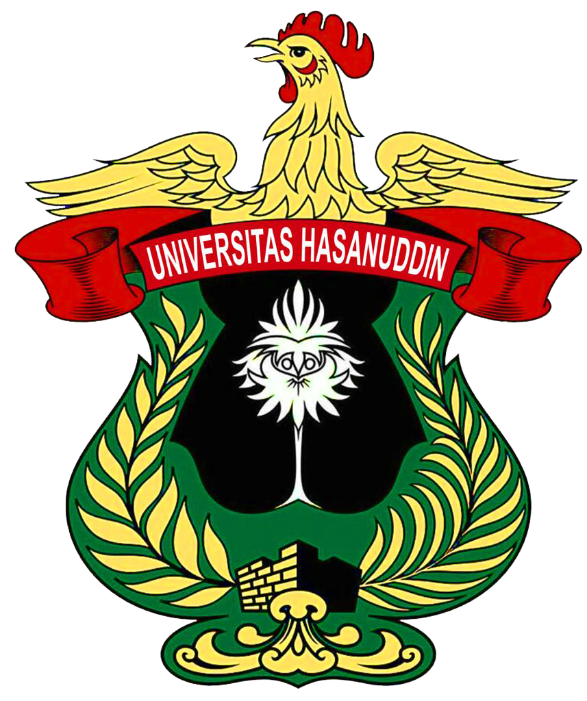 Logo resmi Universitas Hasanuddin (Unhas) berwarna, PNG latar transparan